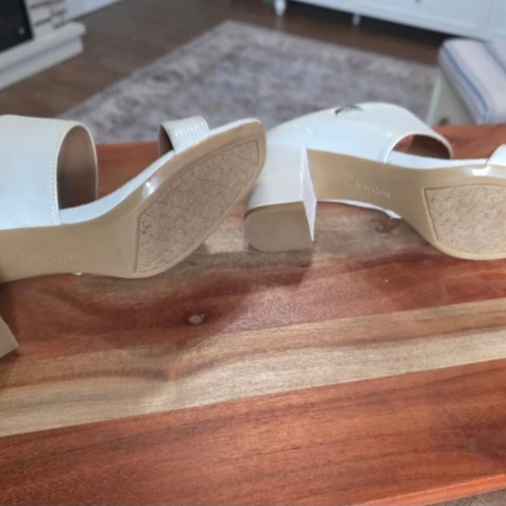Calvin Klein Ivory Block Heel Mules - Picture 5 of 5